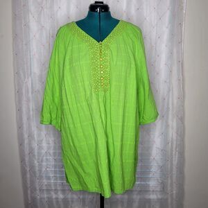 Catherines Green Peasant Tinkerbell Fairy Spring Easter Casual Comfy Top Size 2X